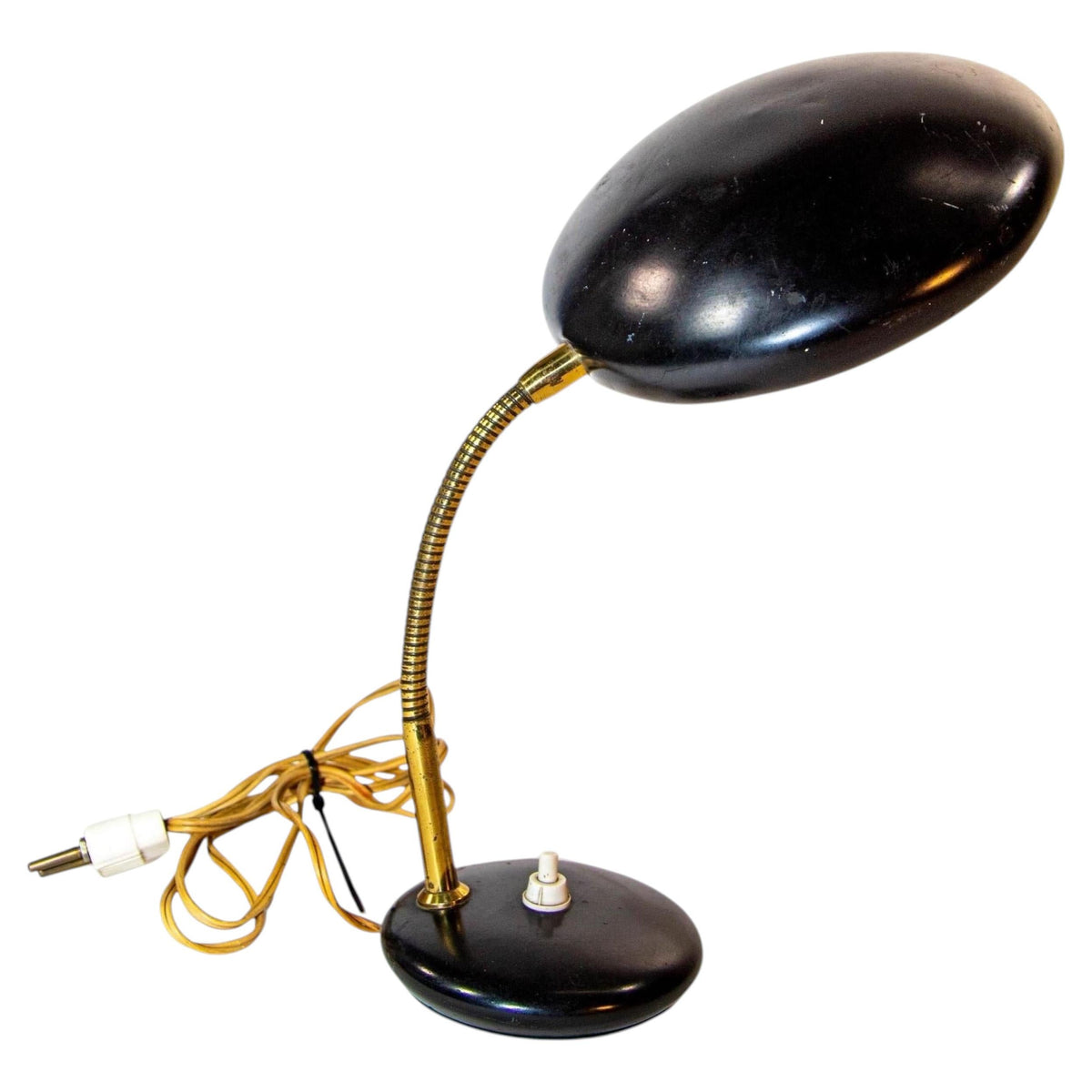 Vintage Italian Enameled Tole and Brass Desk Lamp 1960s Bauhaus — main image