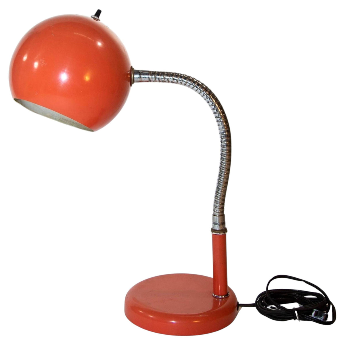 Petite Metal Desk Lamp Retro Orange Eyeball Light 1970s — main image