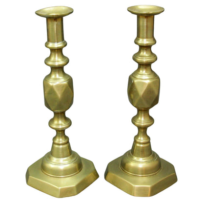Antique English Brass Diamond Jubilee Ace of Diamonds Candlesticks A Pair 1890 — additional view 2