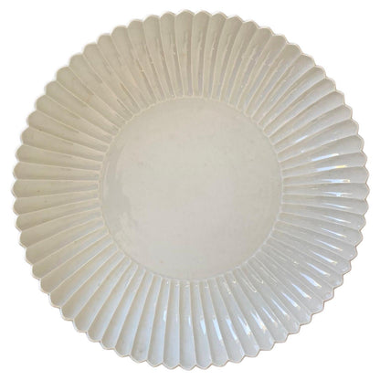 Chinese Asian White Ceramic Platter Bowl Scalloped Huge Heavy 17 in. D. — additional view 2