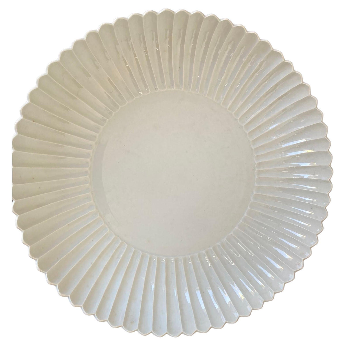 Chinese Asian White Ceramic Platter Bowl Scalloped Huge Heavy 17 in. D. — main image