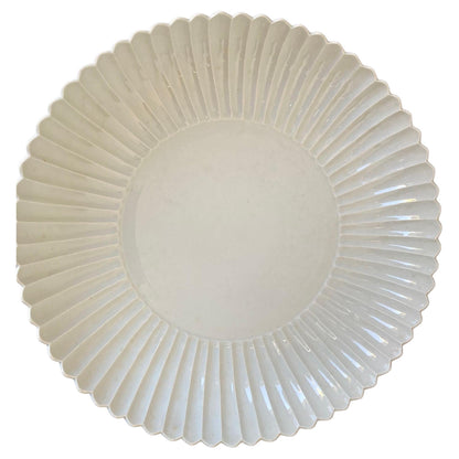 Chinese Asian White Ceramic Platter Bowl Scalloped Huge Heavy 17 in. D. — main image