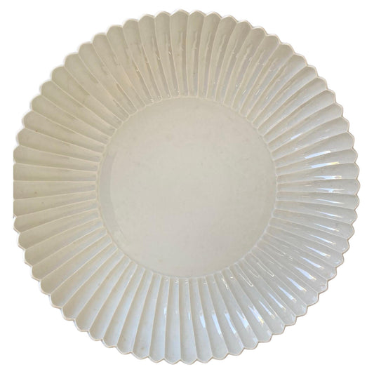 Chinese Asian White Ceramic Platter Bowl Scalloped Huge Heavy 17 in. D. — main image