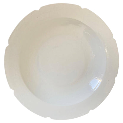Chinese Asian White Ceramic Platter Bowl Scalloped Rim Huge Heavy 18.25 in. D. — main image