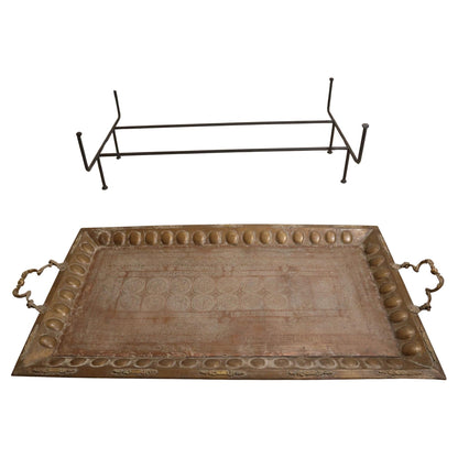 Monumental Mughal Brass and Copper Calligraphy Tray Table, India, circa 1920 — detail view 4