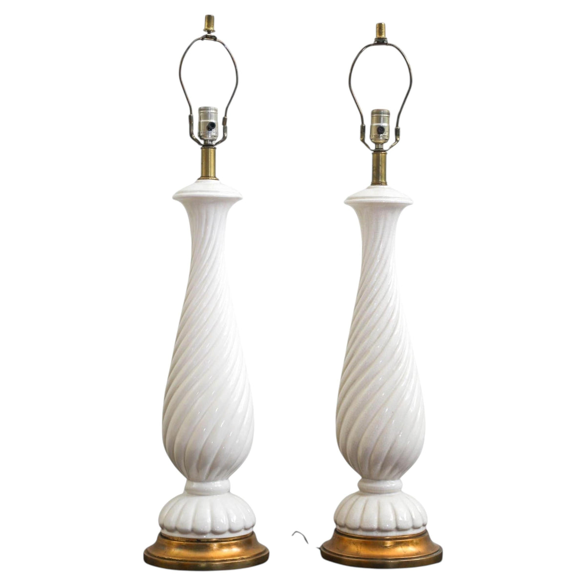 Nardini Studio of California 1960 Pair of Large White Ceramic Table Lamps — United States