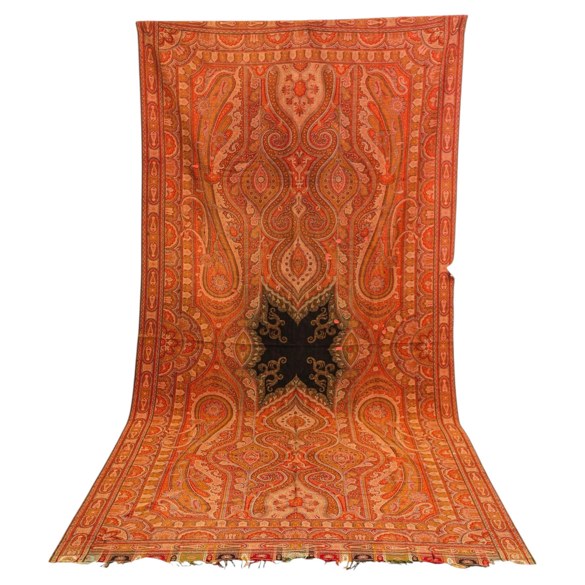 Hand-woven Kashmir Paisley Throw Asian Textile Shawl 1850-1890 — main image