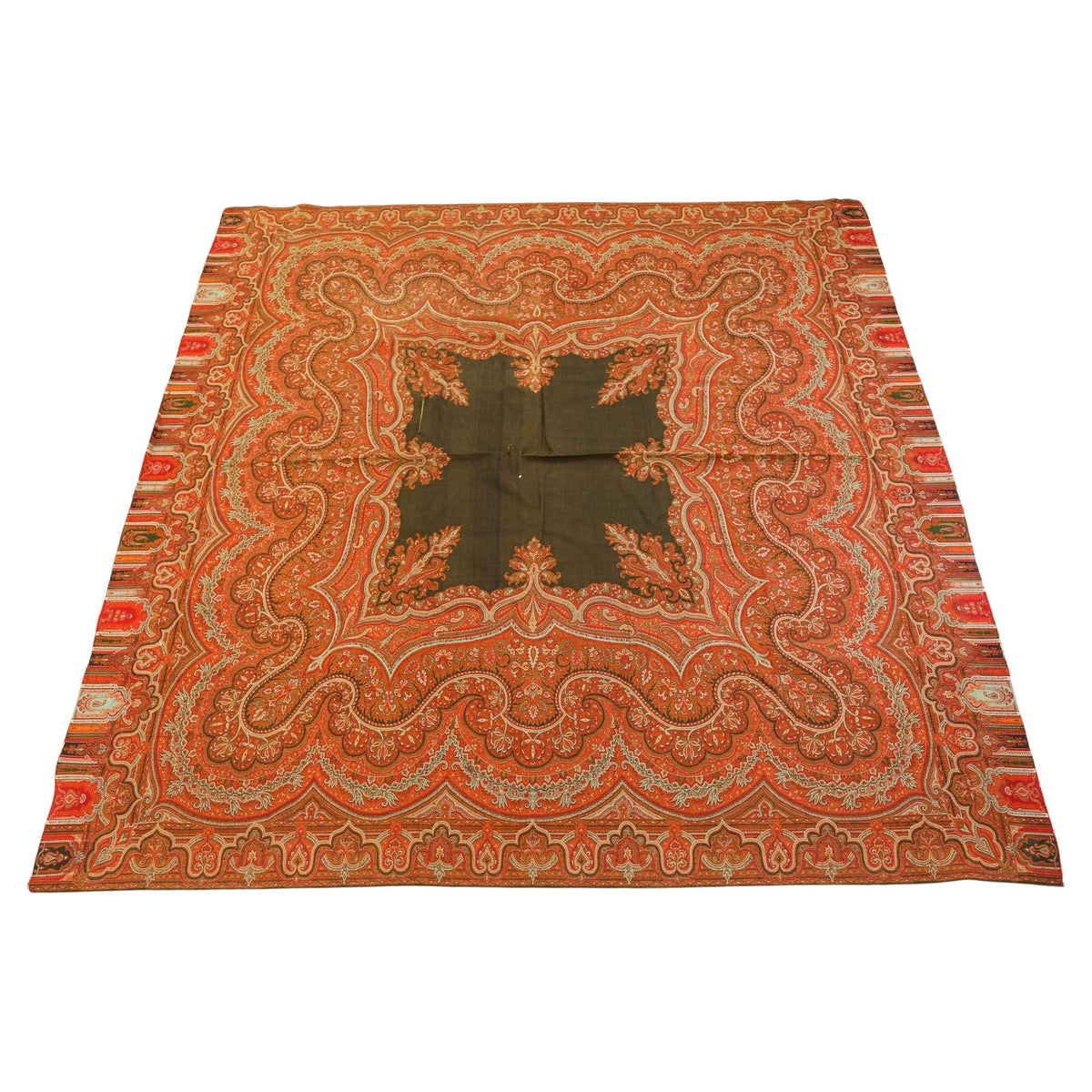 Antique Victorian Paisley Throw Textile Cashmere Shawl 19th C. — main image