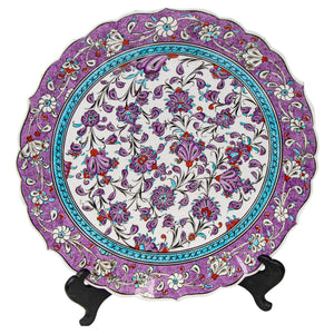 Turkish Kütahya Pottery Hand Painted Wall Hanging Plate with Iznik Pattern 1950s