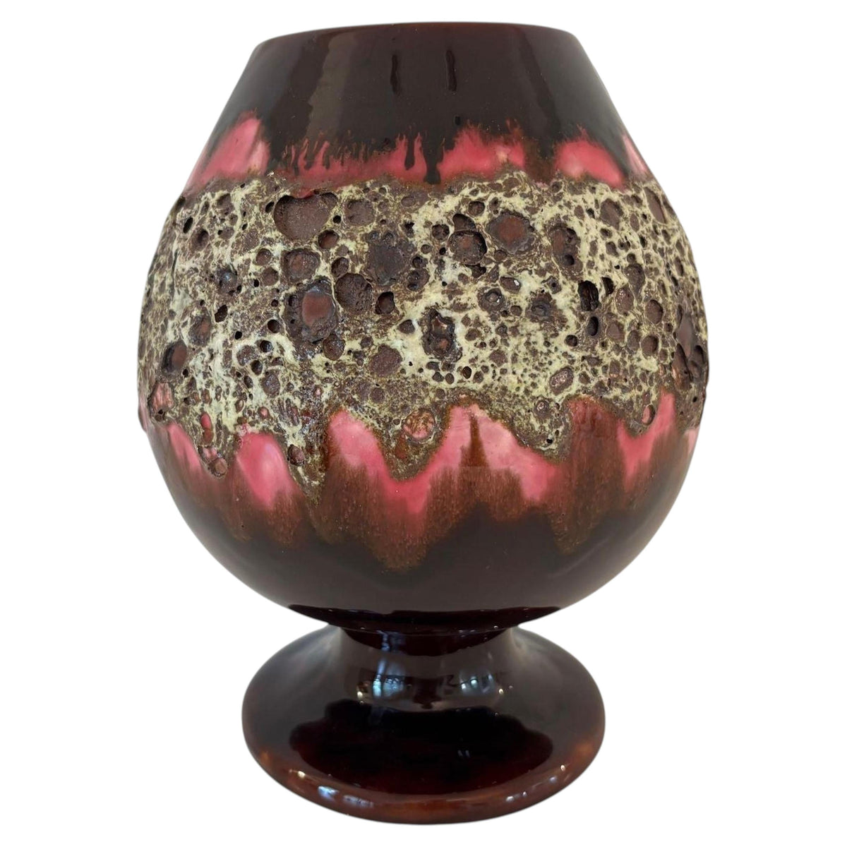Vallauris Large Ceramic Fat Lava Footed Vase 1950s Charles Cart Style — France
