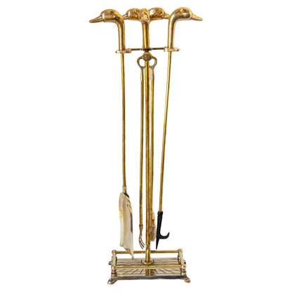 Vintage French Solid Brass Duck Head Fireplace Tool Set, Maison Jansen Style, 19 — additional view 15