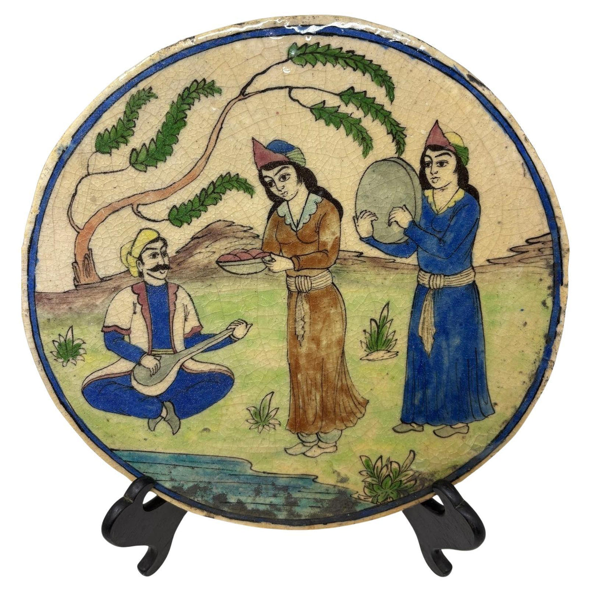 Antique Persian Qajar Ceramic Tile, Hand-Crafted, Islamic Style, 1880 — additional view 9