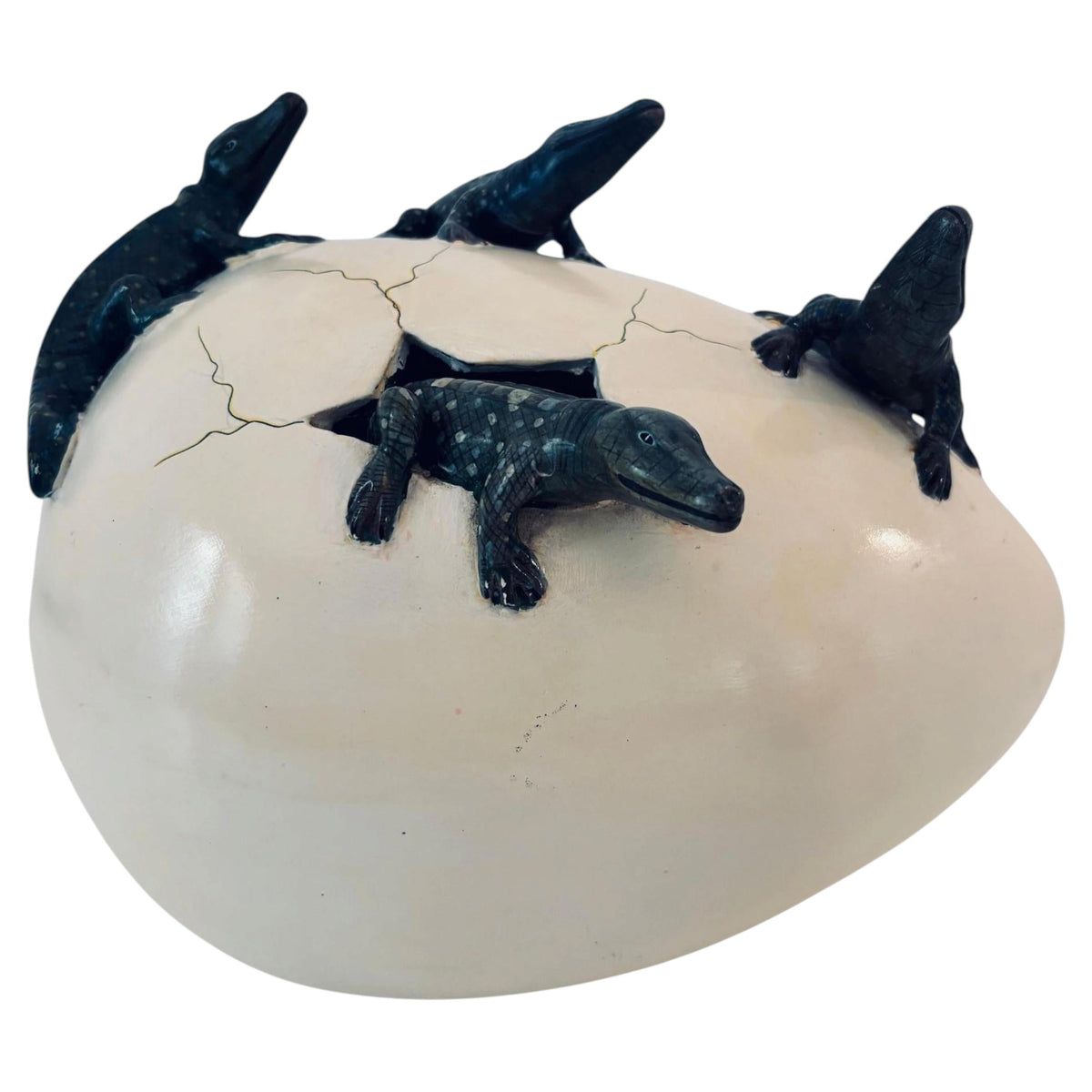 1980s Vintage Ceramic Hatching Alligators by Nacho Mejia, Mexican Art — main image