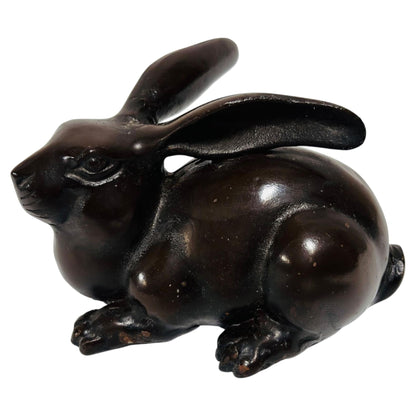 Mid-20th Century Japanese Hand Cast Bronze Rabbit Sculpture — Japan