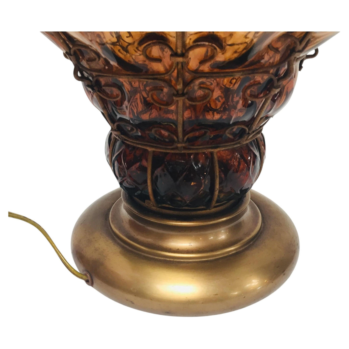 Vintage Murano Amber Venetian Italian Glass Table Lamp by Marbro