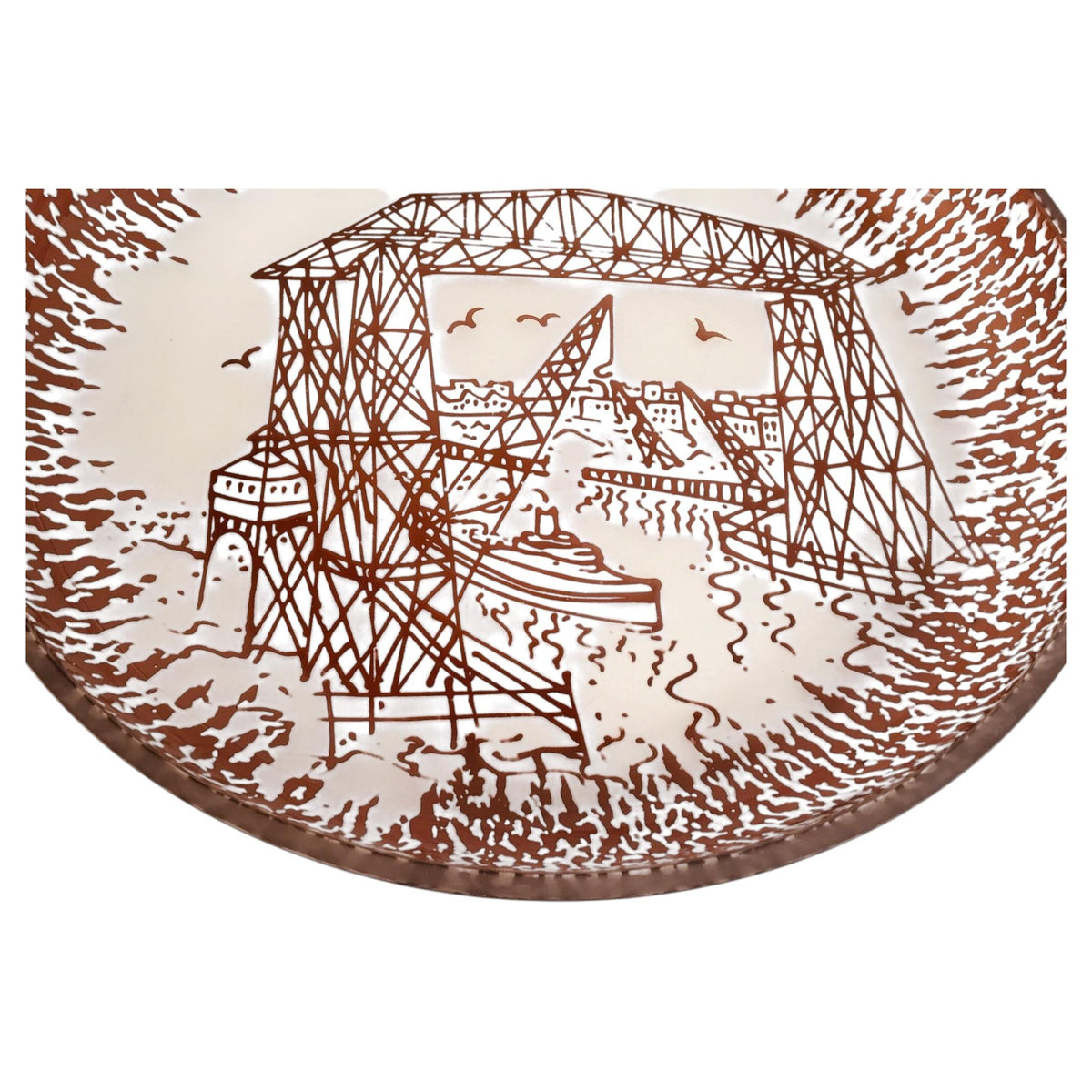 Querandi Hand Graved Art Glass Plate Bauhaus Industrial Style — additional view 11