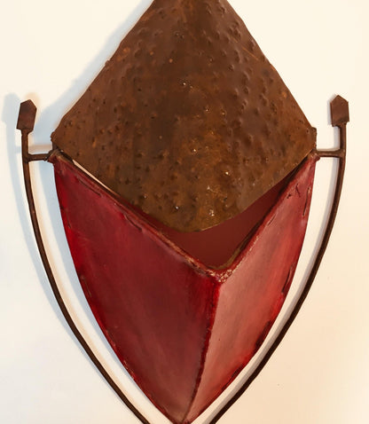 African Tribal Art Mask Parchment Wall Shade Sconces in Red – view 5