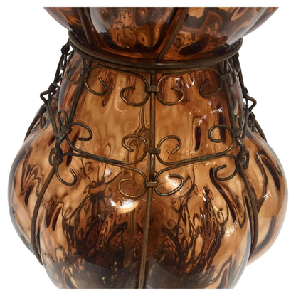 Vintage Murano Amber Venetian Italian Glass Table Lamp by Marbro