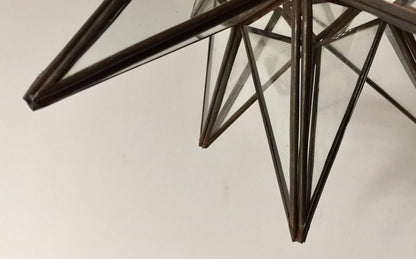 Moroccan Clear Glass and Metal Moravian Star Shape Lantern Pendant – view 7