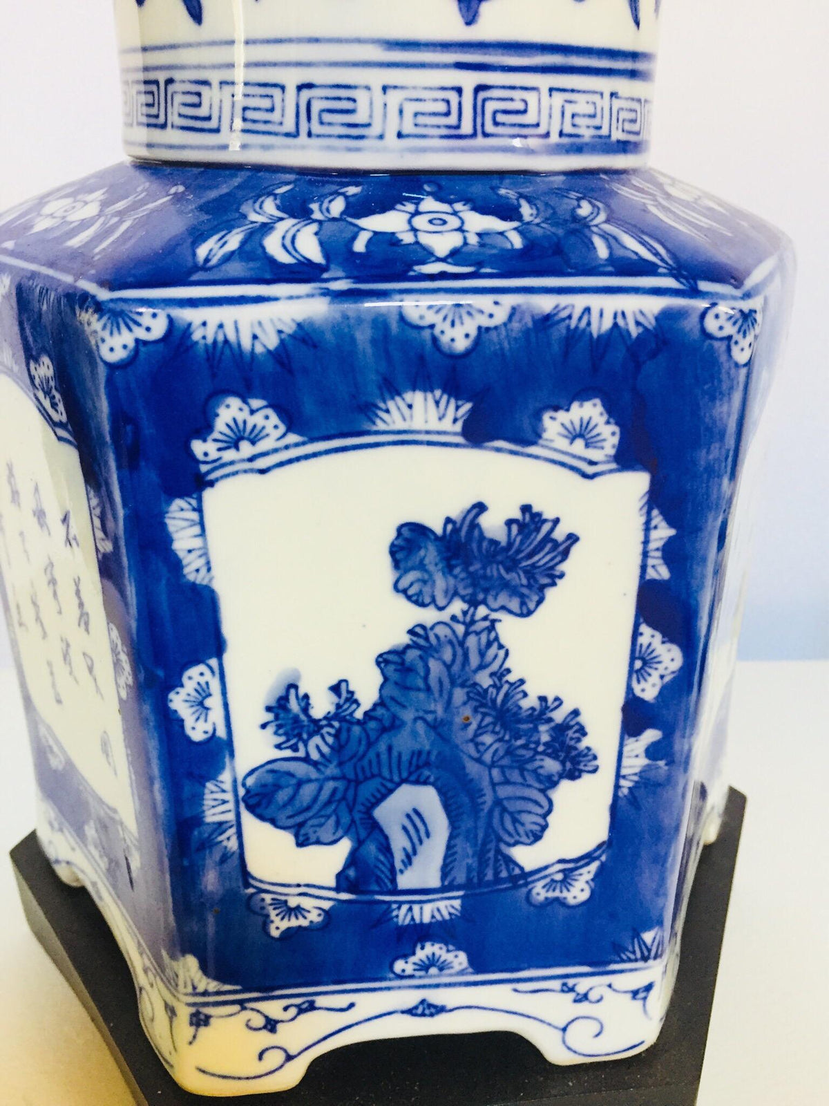 Pair of Blue and White Chinese Porcelain Tea Canisters Table Lamps — China