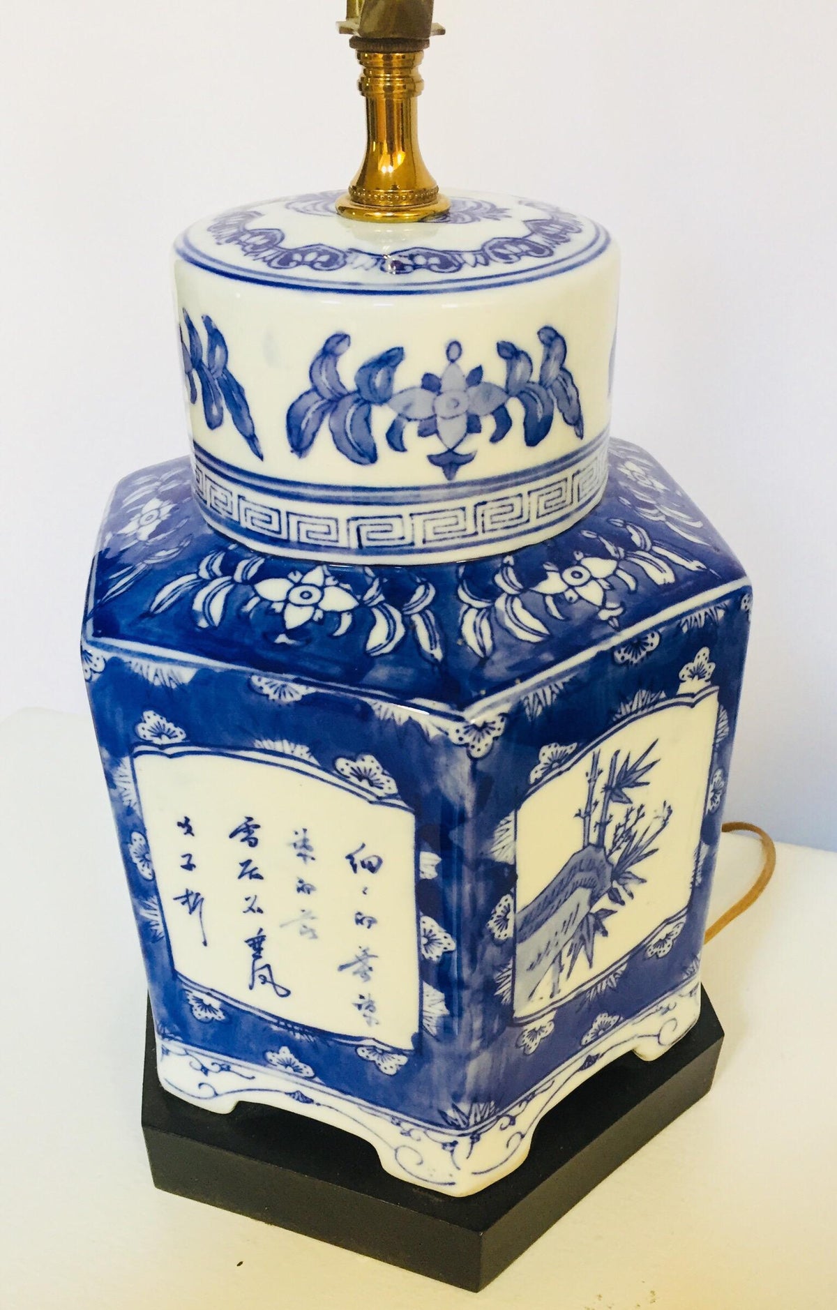 Pair of Blue and White Chinese Porcelain Tea Canisters Table Lamps — China