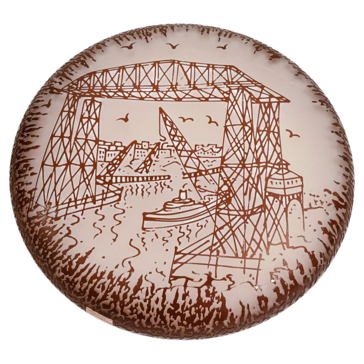 Querandi Hand Graved Art Glass Plate Bauhaus Industrial Style — additional view 8