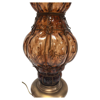 Vintage Murano Amber Venetian Italian Glass Table Lamp by Marbro