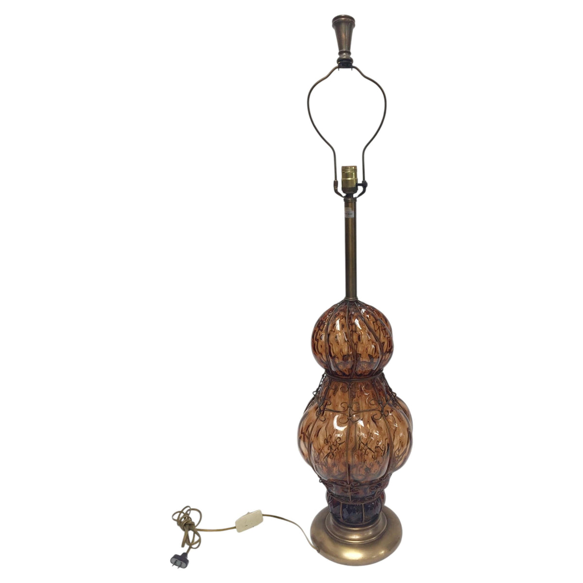 Vintage Murano Amber Venetian Italian Glass Table Lamp by Marbro