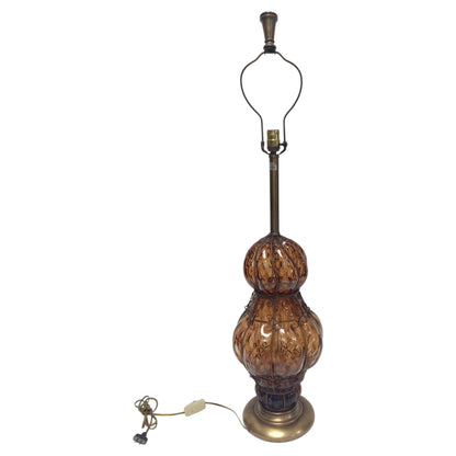 Vintage Murano Amber Venetian Italian Glass Table Lamp by Marbro