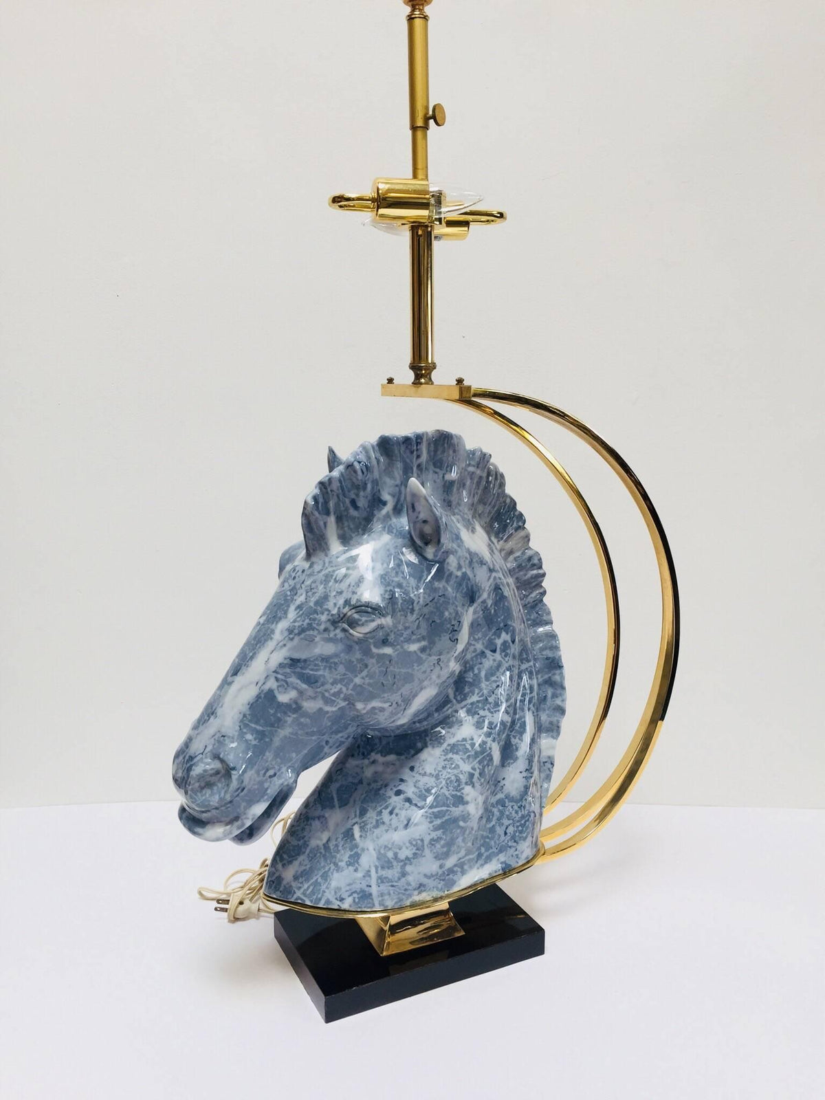 Italian Design Horse Bust Large Sculptural Table Lamp with Brass Accent 1980s — Italy