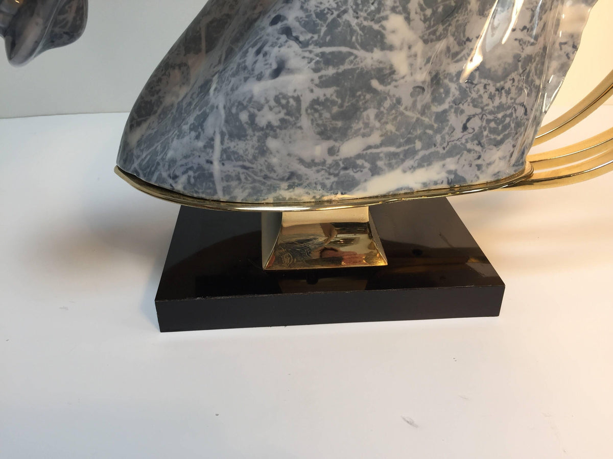 Italian Design Horse Bust Large Sculptural Table Lamp with Brass Accent 1980s — Italy