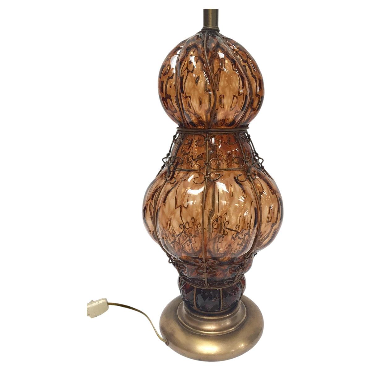 Vintage Murano Amber Venetian Italian Glass Table Lamp by Marbro