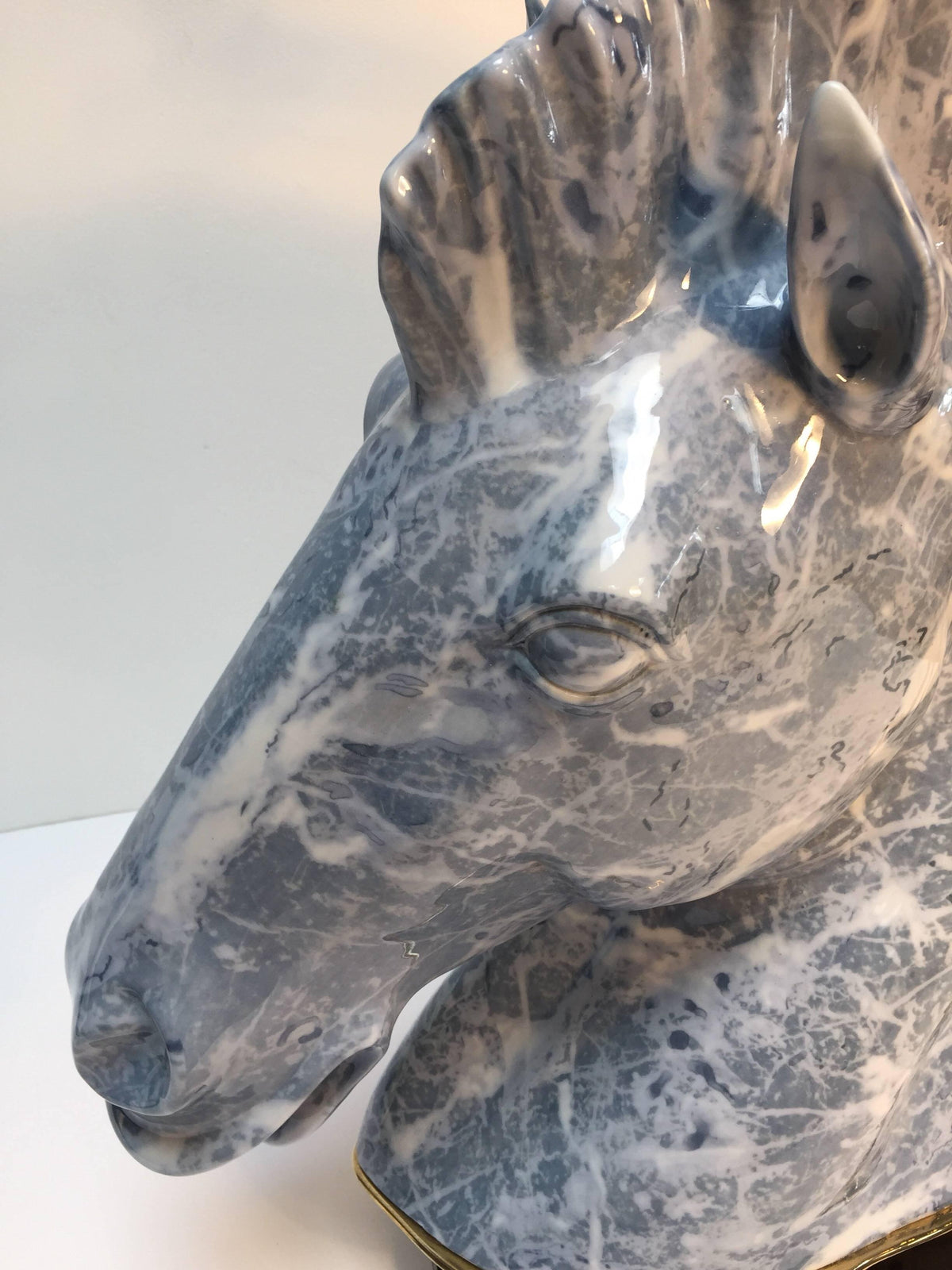 Italian Design Horse Bust Large Sculptural Table Lamp with Brass Accent 1980s — Italy