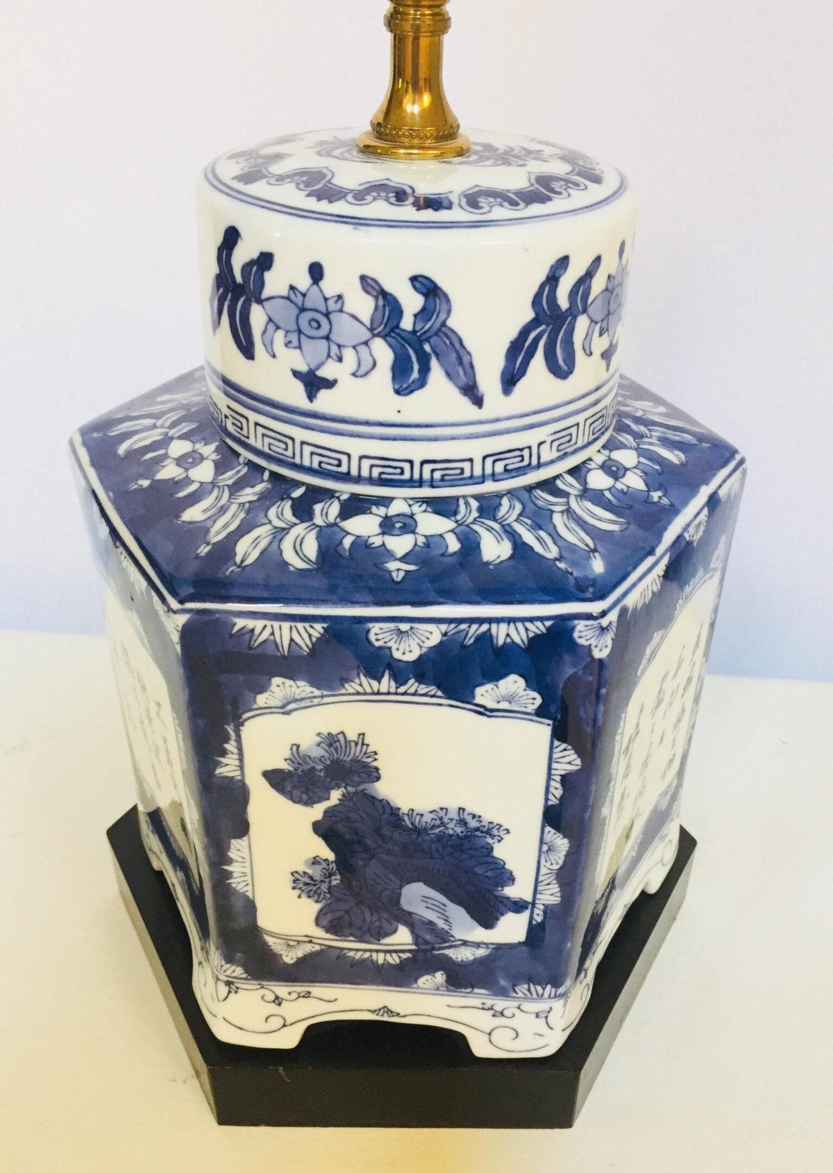 Pair of Blue and White Chinese Porcelain Tea Canisters Table Lamps — China