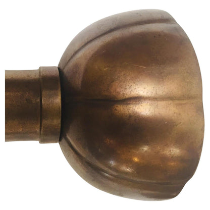 Pair of Large Brass Japanese Candlesticks on a Round Scalloped Base and Top — additional view 2