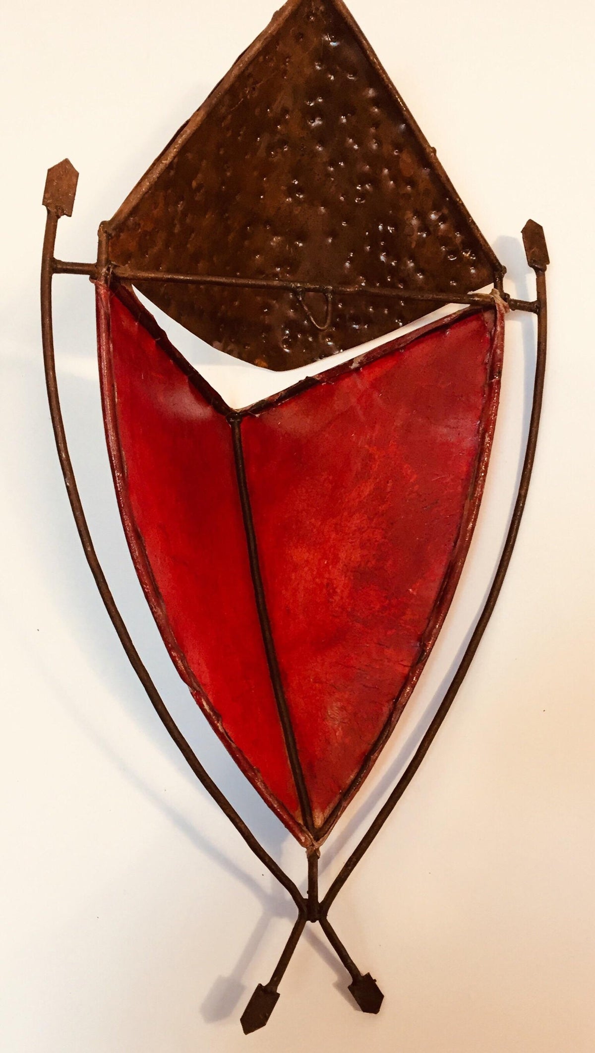 African Tribal Art Mask Parchment Wall Shade Sconces in Red – view 9