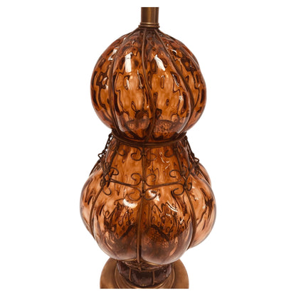 Vintage Murano Amber Venetian Italian Glass Table Lamp by Marbro