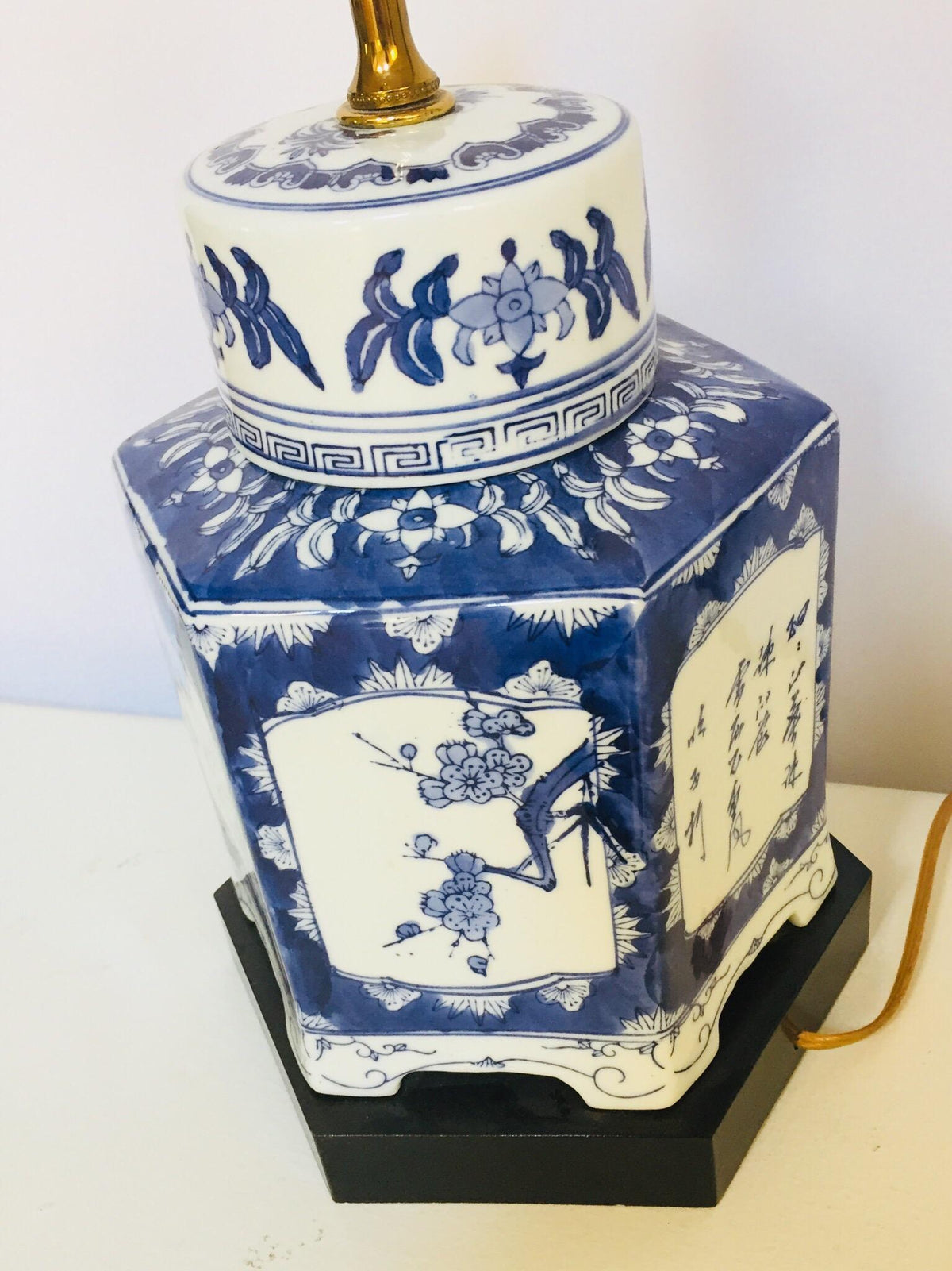 Pair of Blue and White Chinese Porcelain Tea Canisters Table Lamps — China