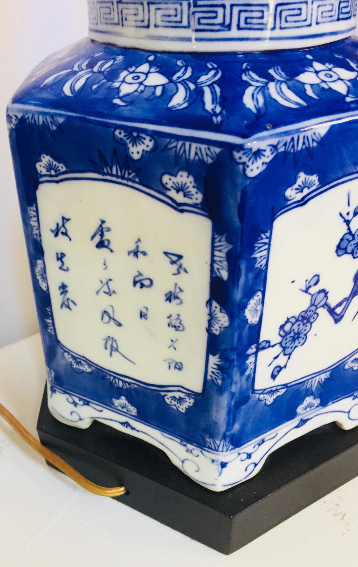 Pair of Blue and White Chinese Porcelain Tea Canisters Table Lamps — China