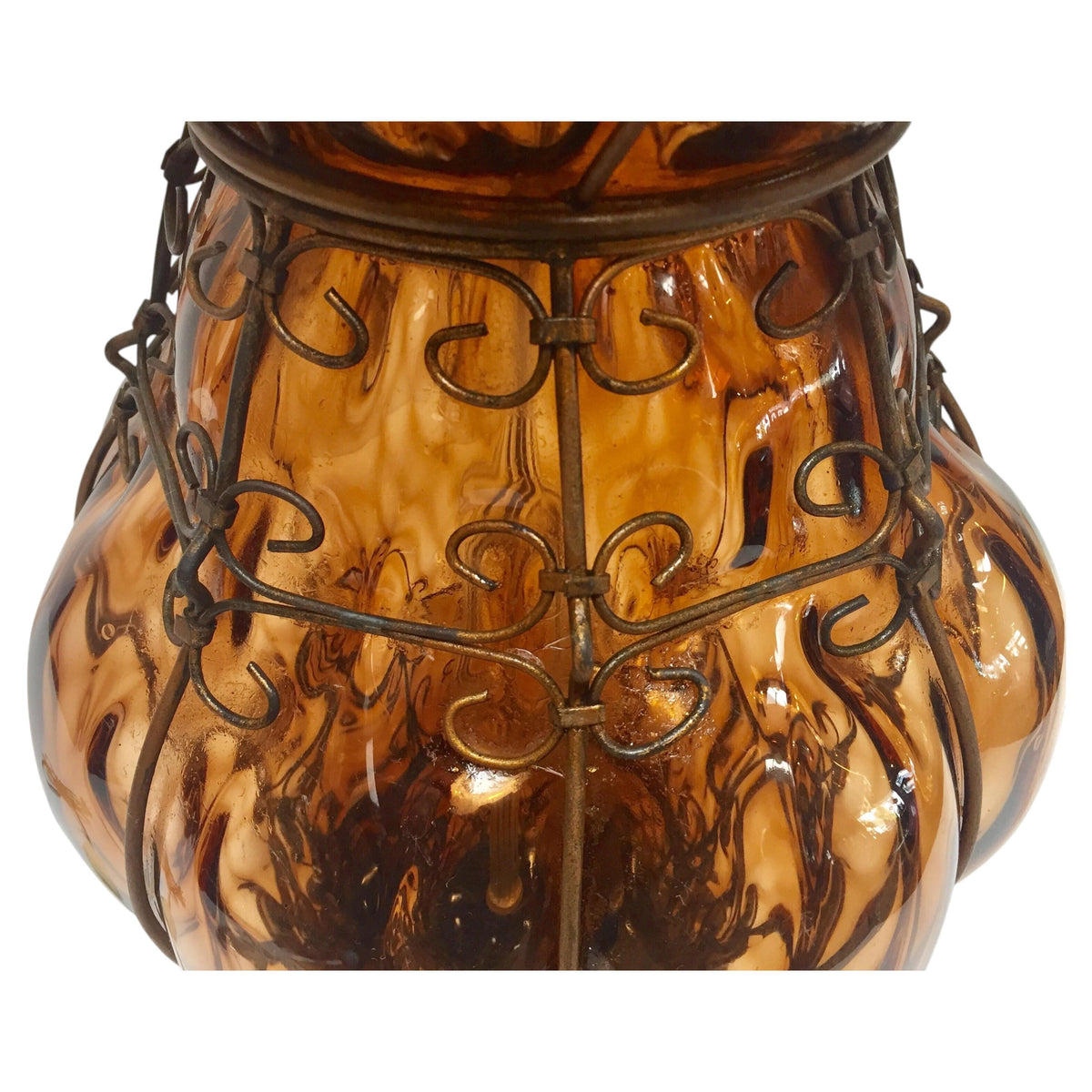 Vintage Murano Amber Venetian Italian Glass Table Lamp by Marbro