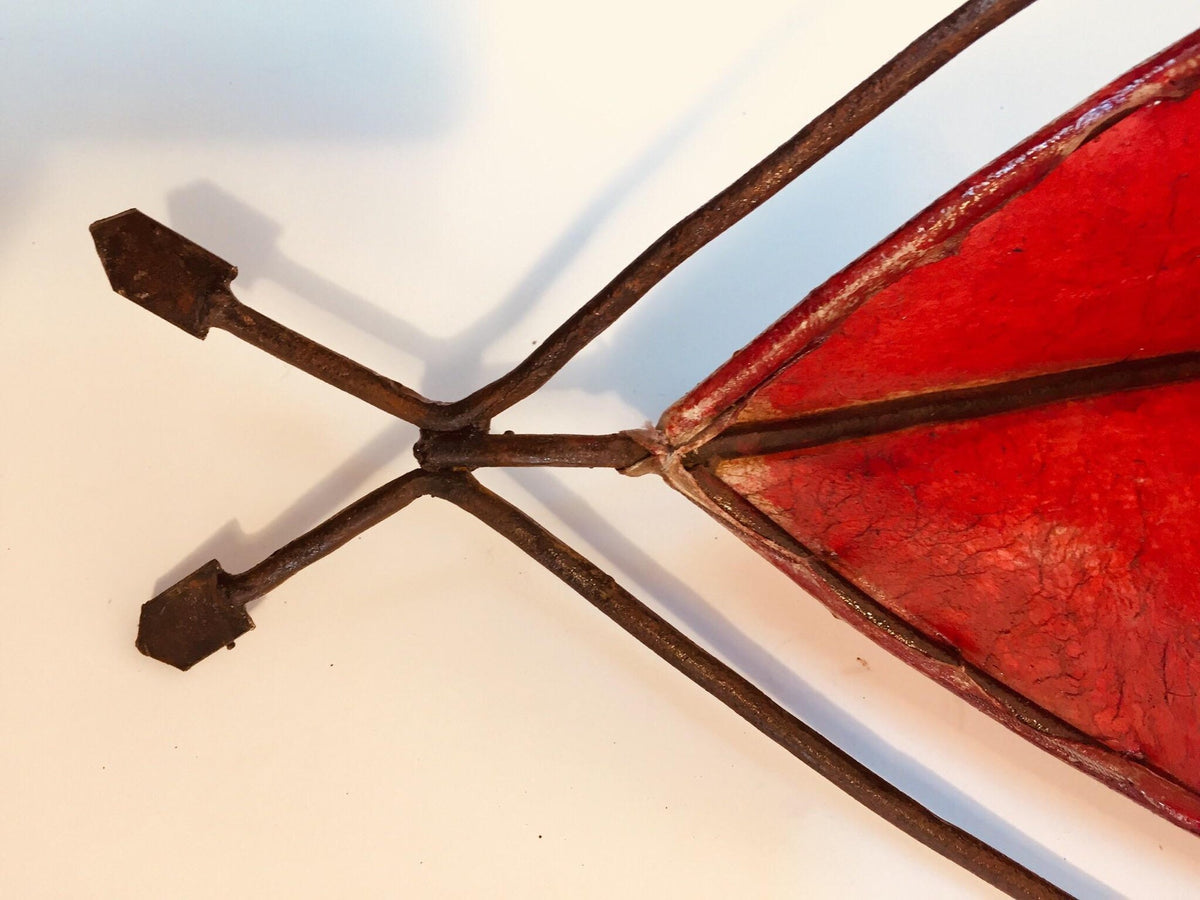 African Tribal Art Mask Parchment Wall Shade Sconces in Red – view 12