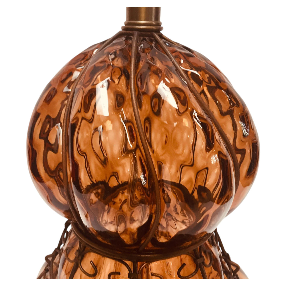 Vintage Murano Amber Venetian Italian Glass Table Lamp by Marbro