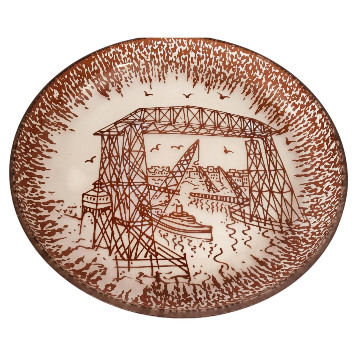 Querandi Hand Graved Art Glass Plate Bauhaus Industrial Style — additional view 12