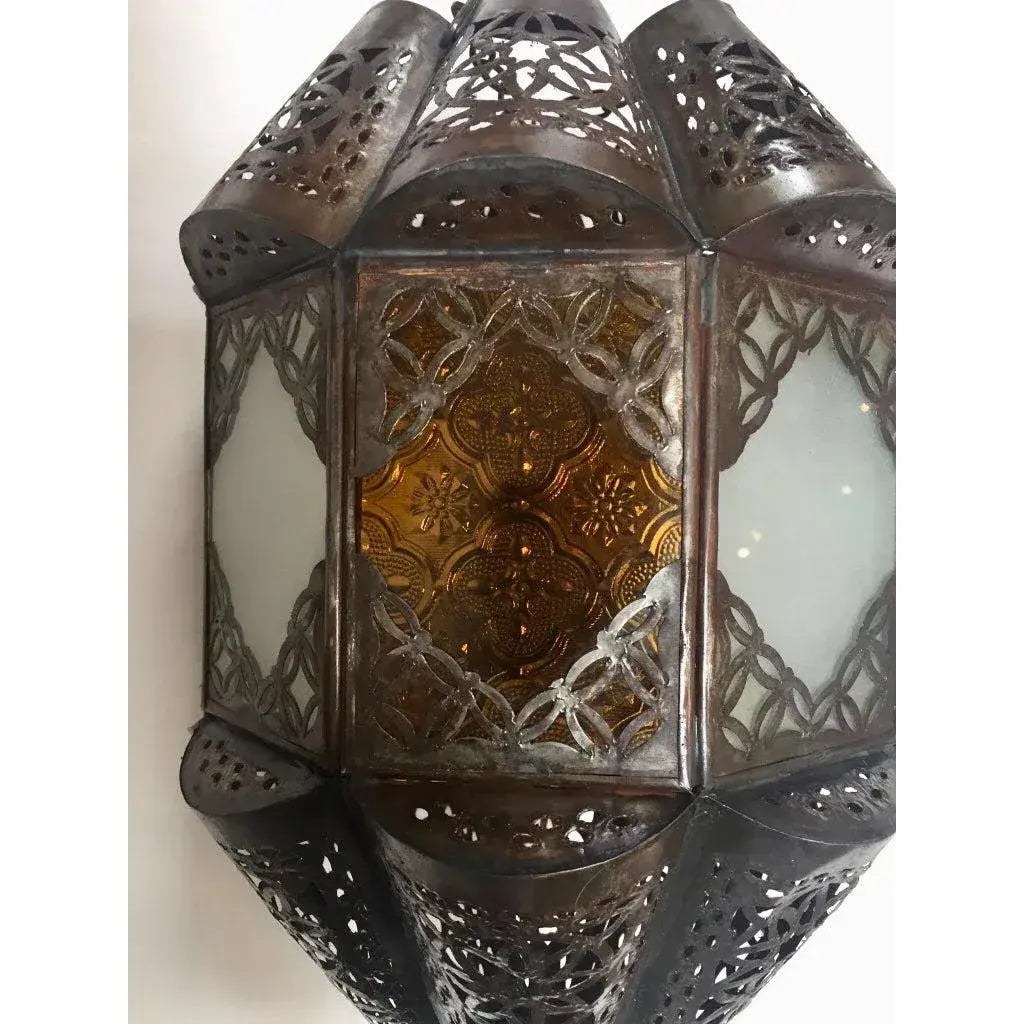 Moroccan Lantern Handcrafted Moorish Metal and Glass