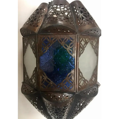 Moroccan Lantern Handcrafted Moorish Metal and Glass