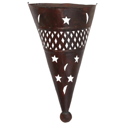 Moroccan Moorish Pierced Metal Wall Sconce Shade with Stars and Crescents