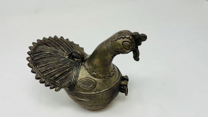Peacock Sculpture Patinated Bronze Box Islamic Art Mughal India