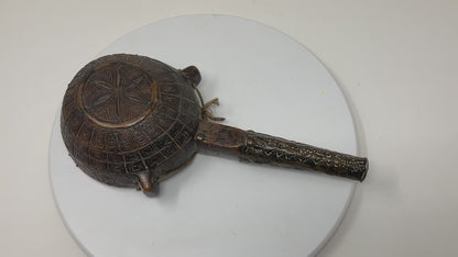 Antique African Moroccan Tribal Wood Flask 19th C.