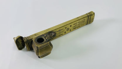 Antique Middle Eastern Islamic Brass Inkwell Qalamdan, circa 1850