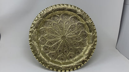 Moroccan Brass Tray Moorish Islamic Metalwork 13 inches Diameter